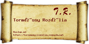 Tormássy Rozália névjegykártya